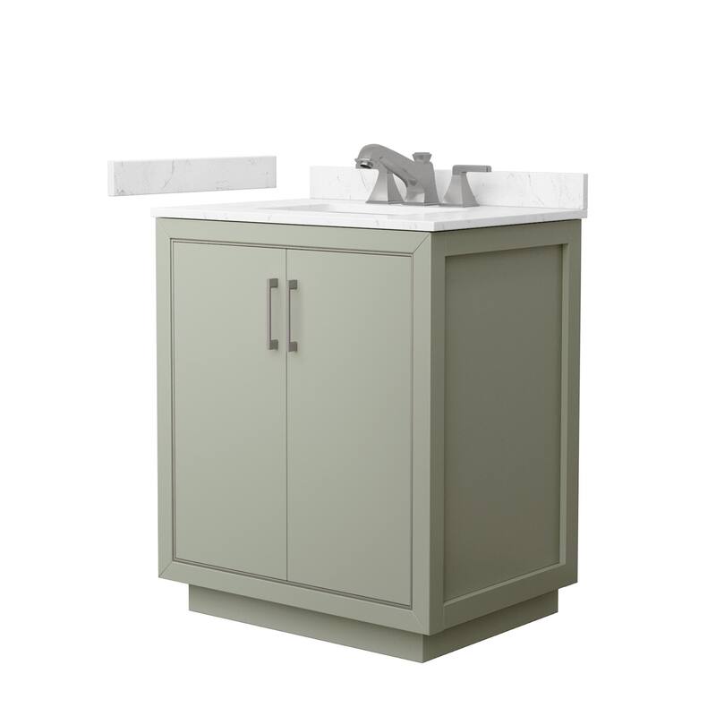 Wyndham Collection WCF1111-30S-VCA-US3MXX Icon 30" Free Standing - Light Green / Carrara Cultured Marble Top /