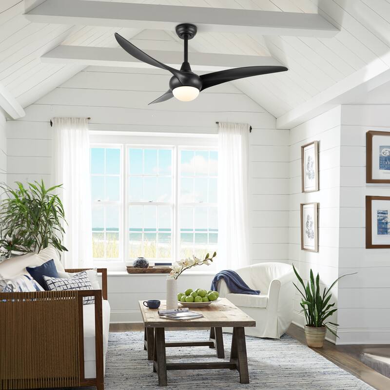 Raffles 52" 1-Light Vintage Iron/Plastic Mobile-App/Remote-Controlled 6-Speed Retro Swirl LED Ceiling Fan, by JONATHAN Y