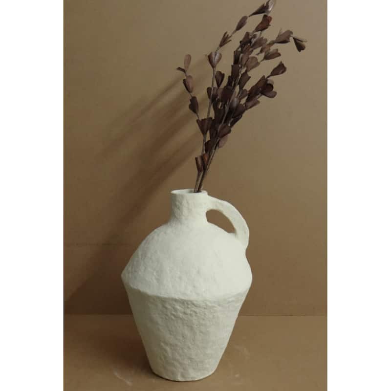 Paper Mache Vase Dia 18" Off-White - Off-White