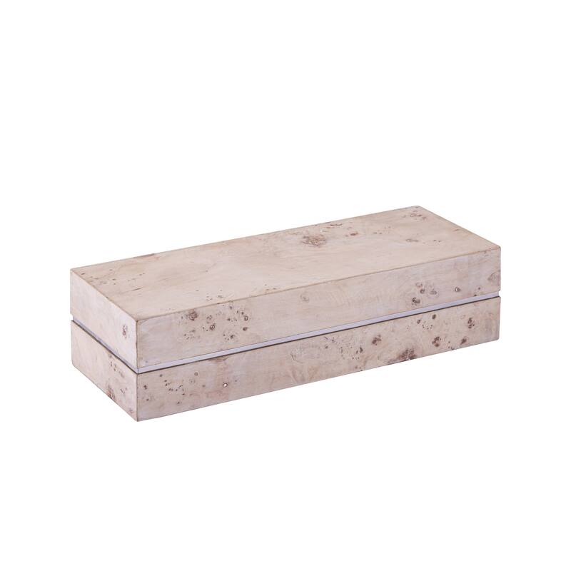 Atlas Salem White Painted Burl Wood Box