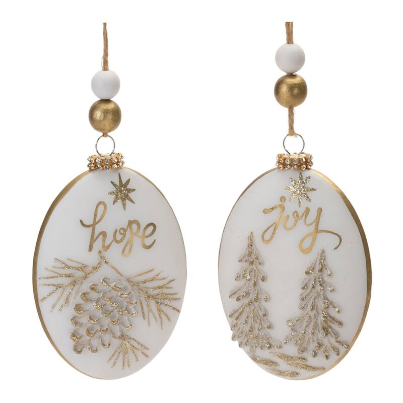 Glittered Hope and Joy Glass Christmas Ornament - 5.25" - 12ct