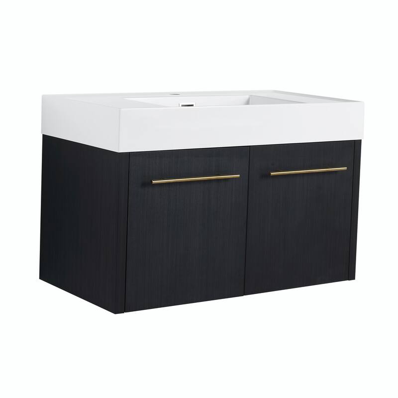 Wall-Mounted Bathroom Vanity with Thick-Edged Resin Basin Sink