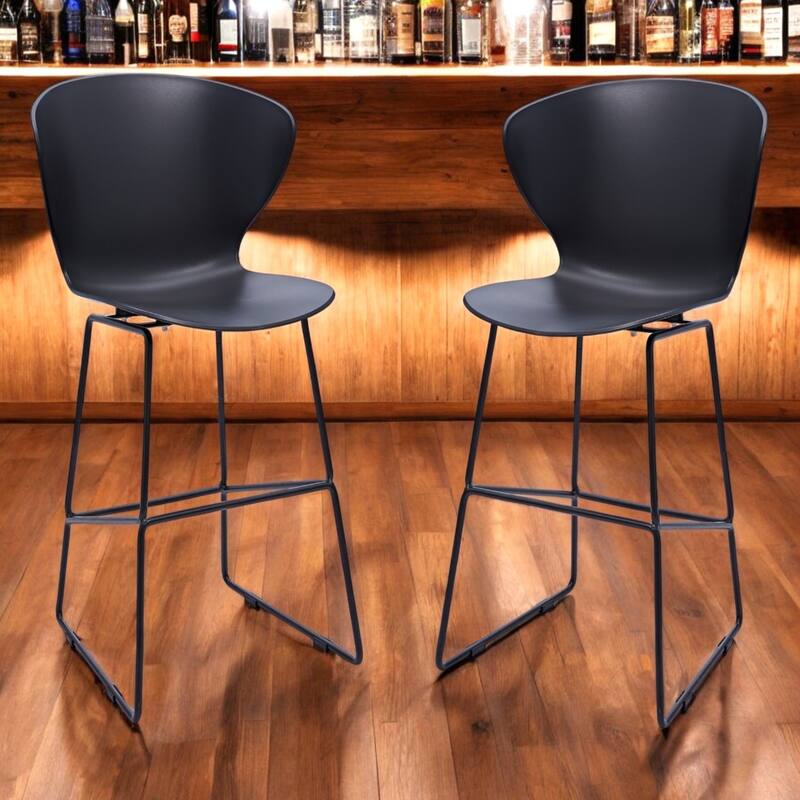Set of 2 Contemporary Plastic Counter Height Bar Stools