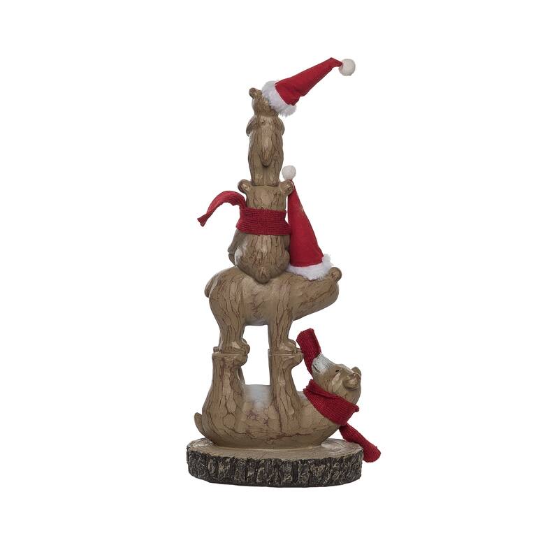 Transpac Resin 13.5 in. Multicolor Christmas Woodland Tumbling Bears