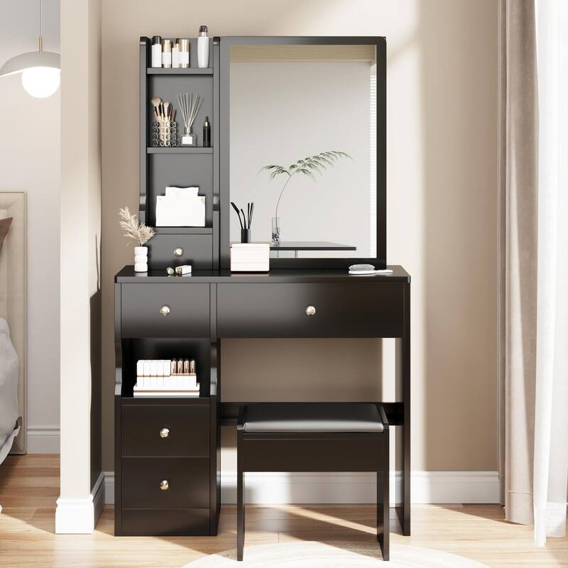 4-drawer Makeup Table Vanity Desk Hollywood Lighting