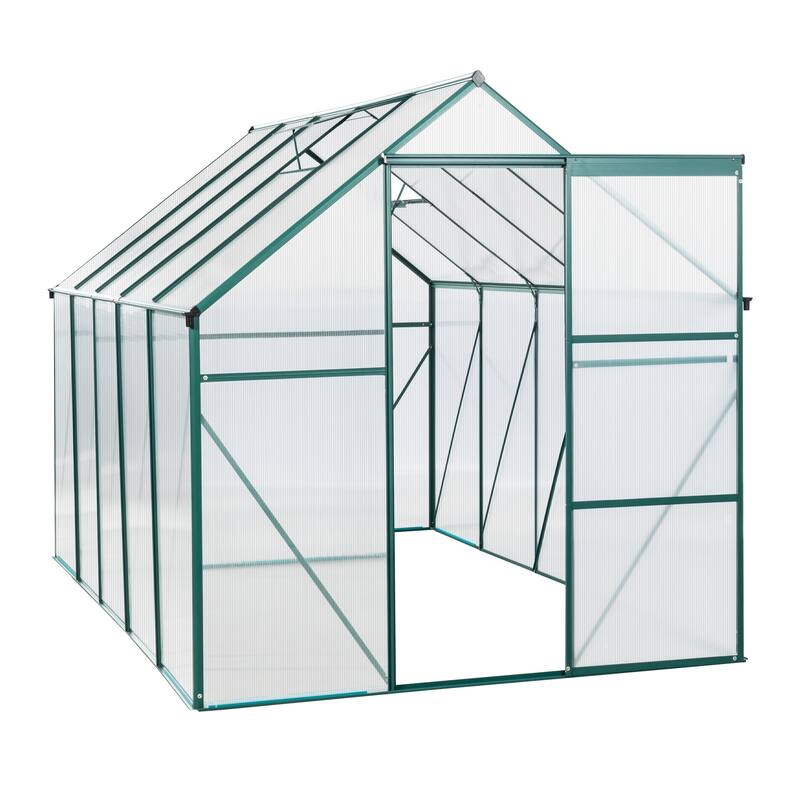 6x10 FT Polycarbonate Greenhouse Raised Base and Anchor Aluminum