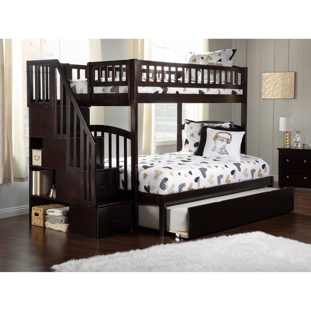 Westbrook Staircase Bunk Twin over Full with Twin Trundle in Espresso