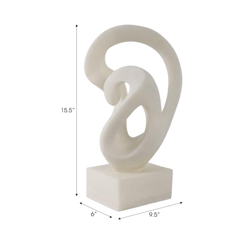 Polyresin Sculpture Abstract Loop Design Modern Accent - 16" White - 9.5" x 6" x 15.5"