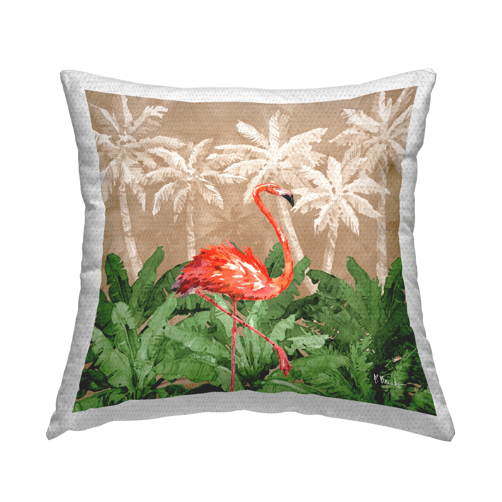 Stupell Jungle Life Flamingo Printed Outdoor Throw Pillow Design by Paul Brent