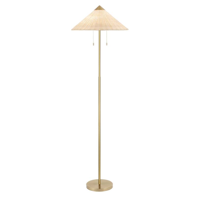 65.4" Modern 2-Light Cone Shade Floor Lamp with Pull Chains