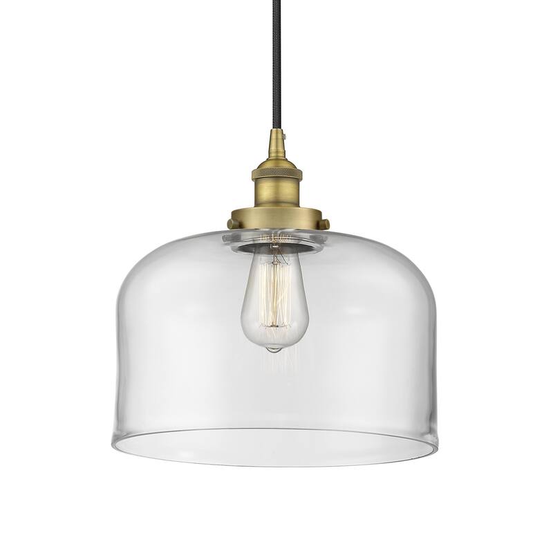 Innovations Lighting 616-1PH-12-12-L Bell Pendant Bell 12" Wide - Brushed Brass / Clear