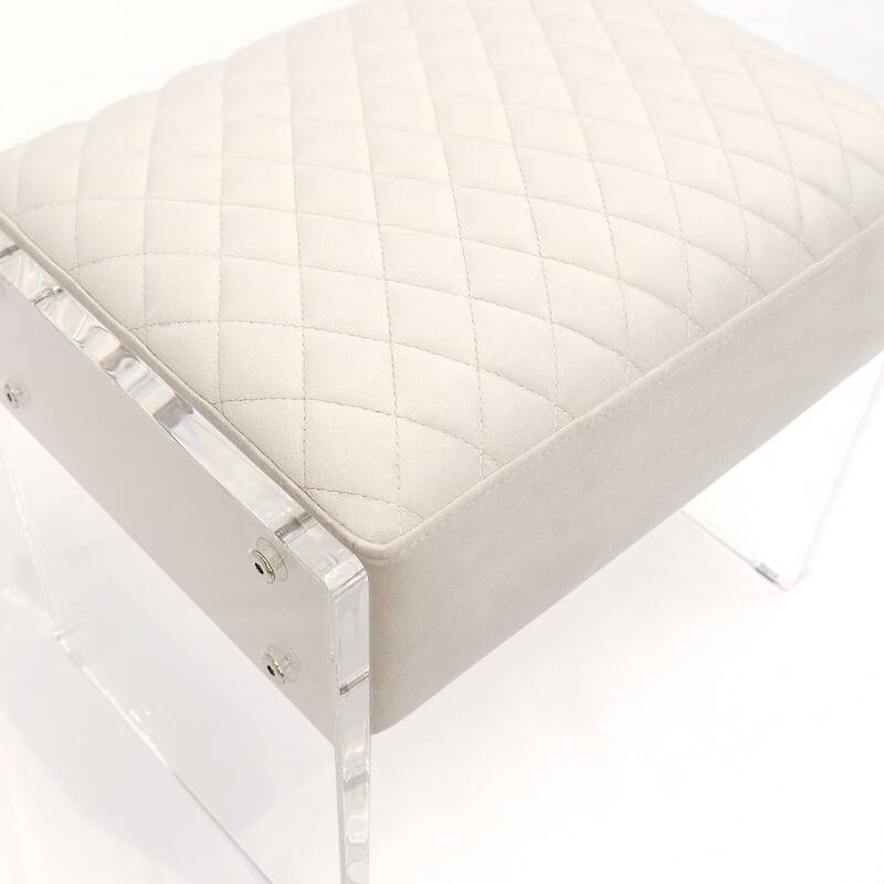 Pasargad Home Tribecca Acrylic & Velvet Stool