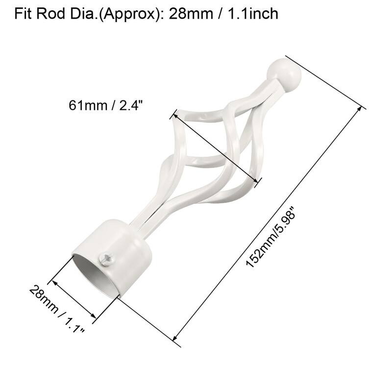 Curtain Rod Finials Iron Cap End for 28mm Drapery Pole White 152mm x 61mm 2 Pcs - White