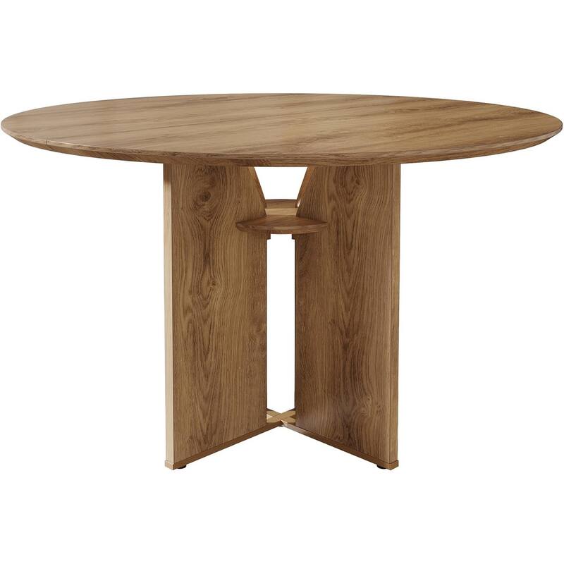 39.37" Conference Table for 4, Round Office Table with Lower Storage Shelf for Training, Seminar