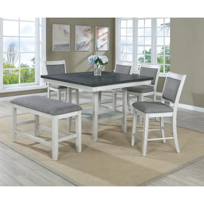 Omari Chalk White Modern Square Counter Height Set