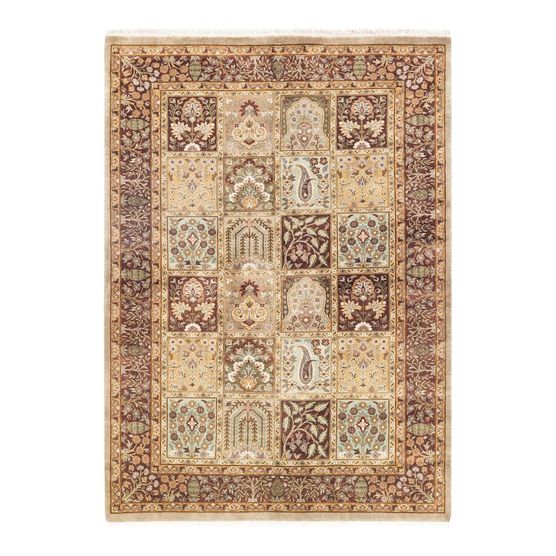 Overton Hand Knotted Wool Vintage Inspired Traditional Mogul Ivory Area Rug - 4' 3" x 6' 0"