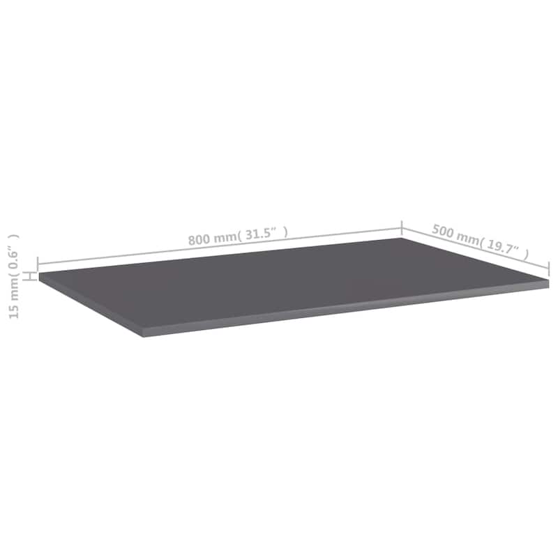 vidaXL Bookshelf Boards 4 pcs High Gloss Gray 31.5"x19.7"x0.6" Chipboard