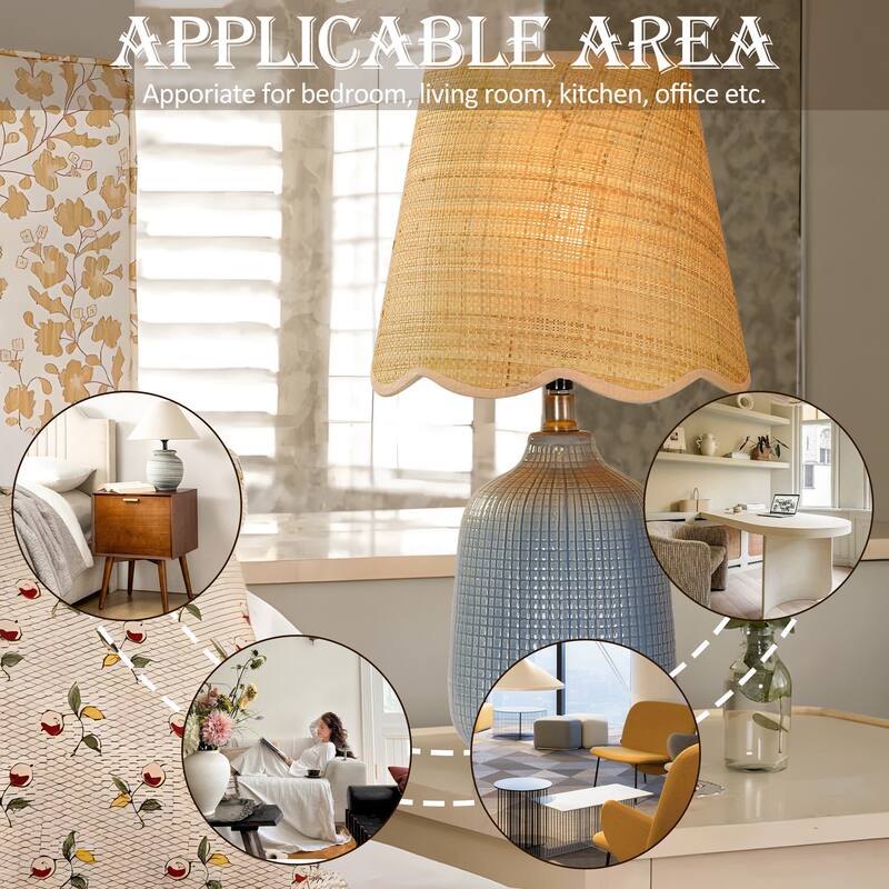 Traditional Ceramic Woven Table Lamp for Living Room