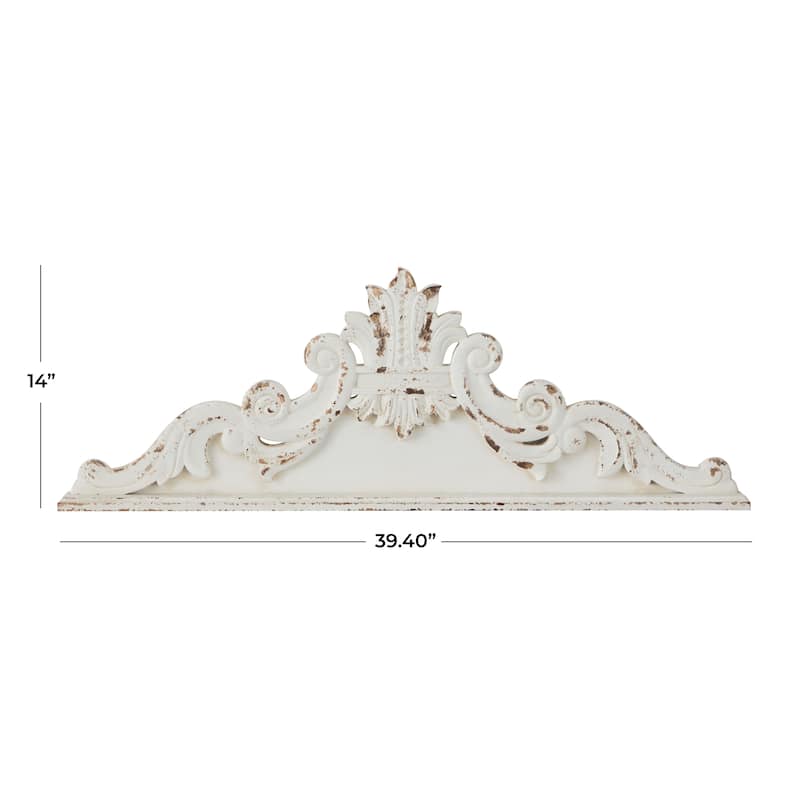 Wood Floral Carved Arabesque Wall Decor - White - Roche River Decor