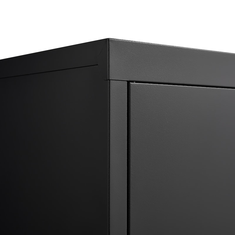 Black Lockable 2-Door Storage Cabinet with Adjustable Shelves Office Home Organizer - N/A