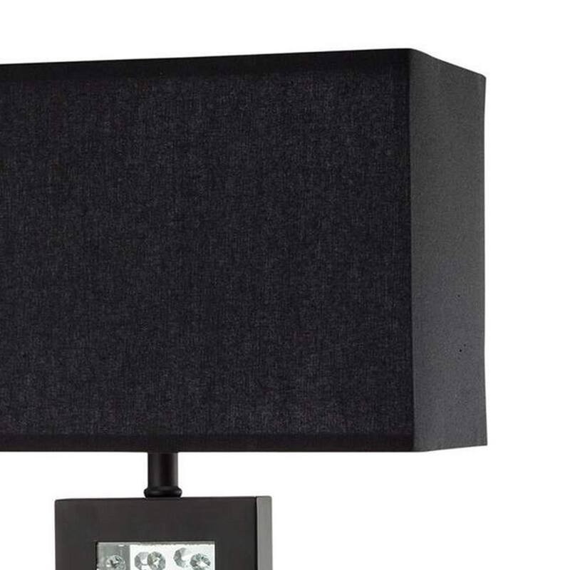 Table Lamp with Embedded Glass Panel, Black