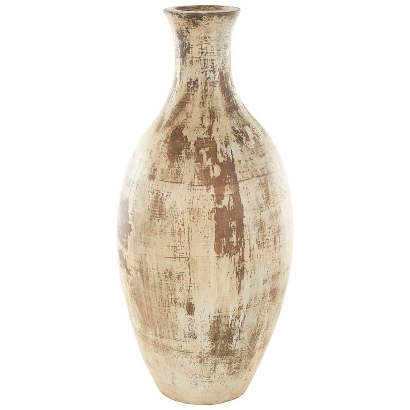 Brown Ceramic Antique Style Distressed Decorative Vase