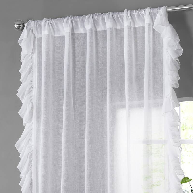 Exclusive Fabrics Faux Linen Ruffle Sheer Curtain (1 Panel)