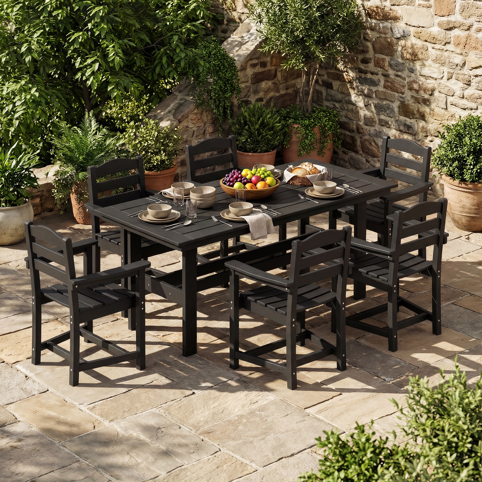 Outdoor Patio Dining Set Bistro Sets HDPE Furniture, All Weather Backyard Poolside Deck Dining Set