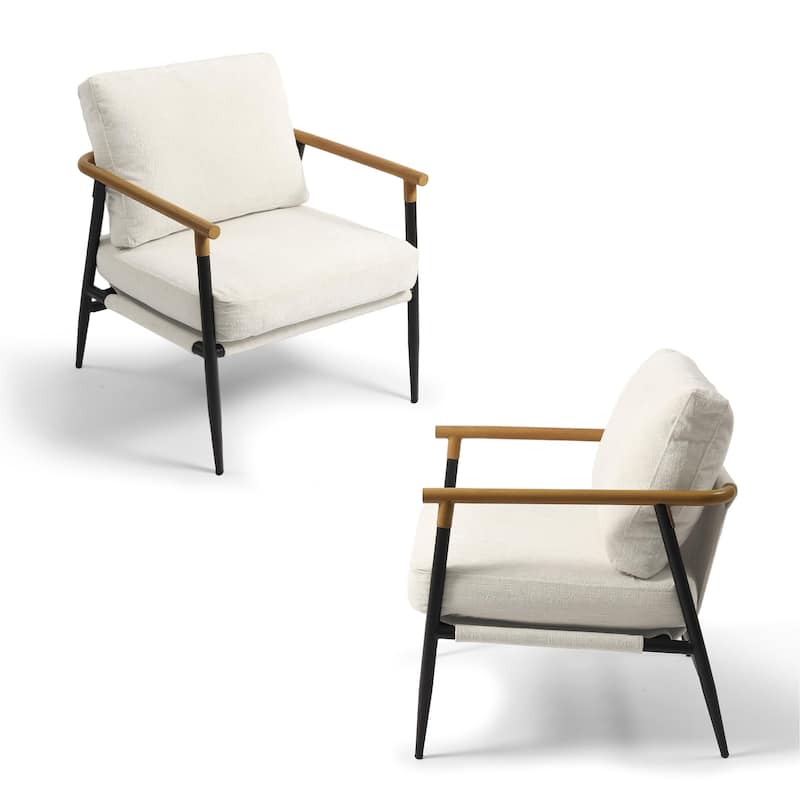 Modern Industrial Metal Frame Upholstered Accent Chair Armchair