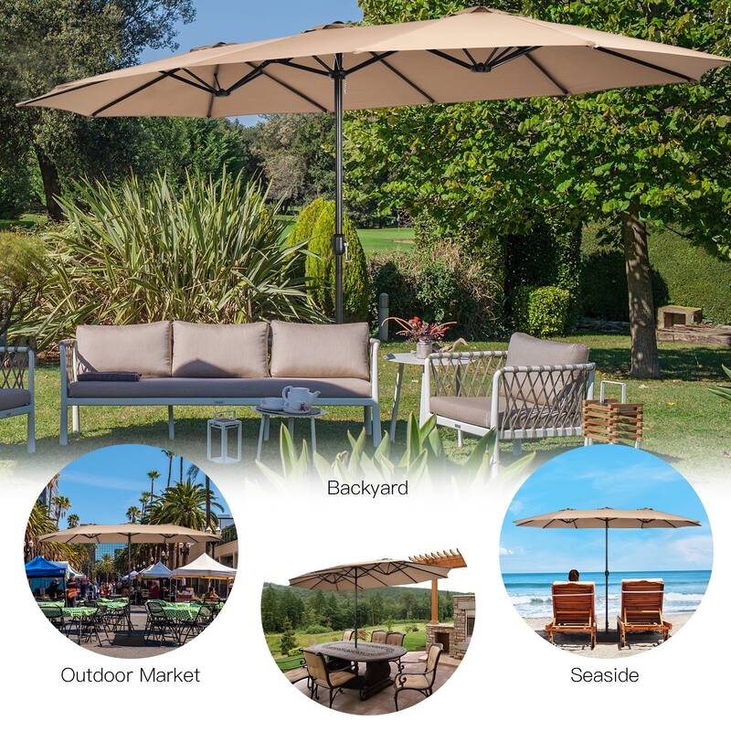 Costway 15FT Double-Sided Twin Patio Umbrella Outdoor Market with - See Details