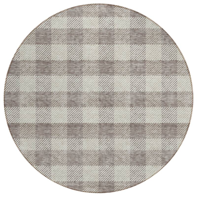 HomeRoots Plaid Transitional Rectangle Outdoor Rug
