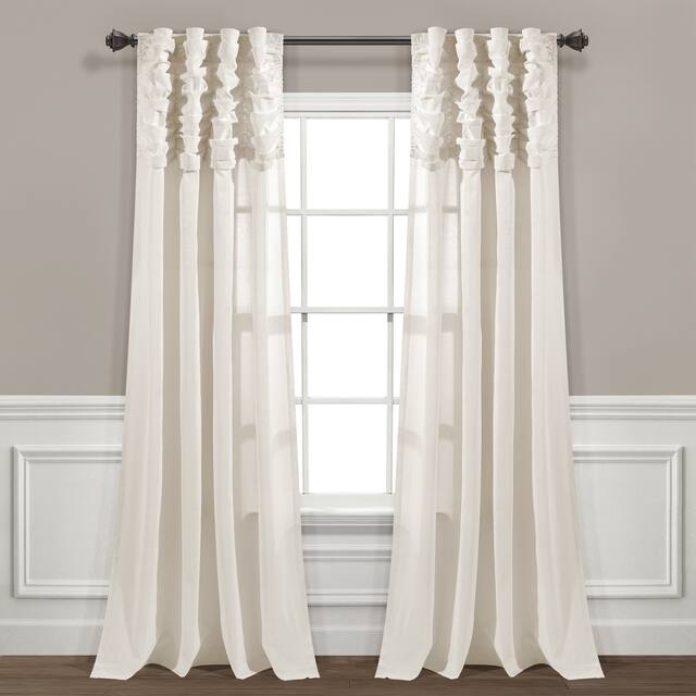 Lush Decor Ruched Waterfall Linen Window Curtain Single Panel - 84" x 52"