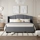 preview thumbnail 12 of 16, Upholstered Platform Bed with Wingback Headboard and 4 Drawers, No Box Spring Needed, Linen Fabric, Queen Size Pink