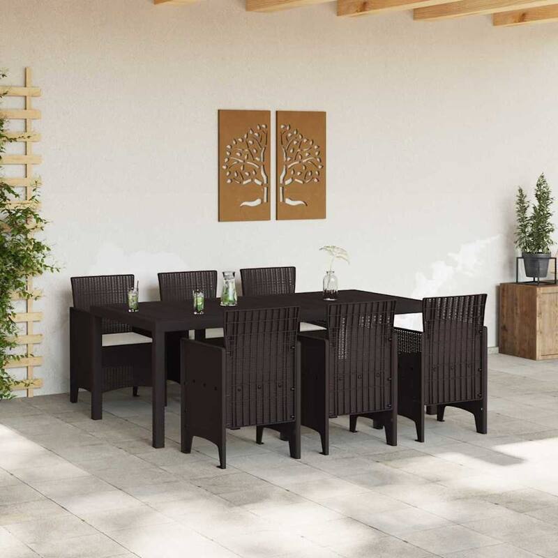 vidaXL Garden Dining Set 7/9 pcs Anthracite/Brown Polt rattan - 200 x 100 x 73 cm