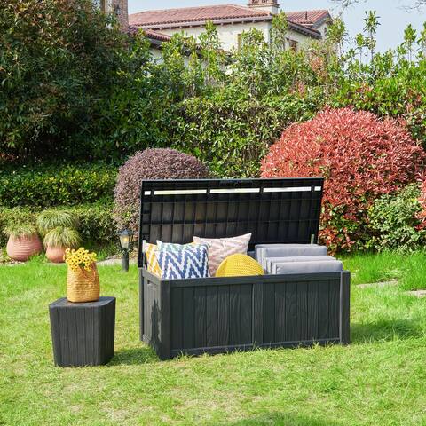 120 Gallons Water Resistant Lockable Deck Box - 120 Gallons