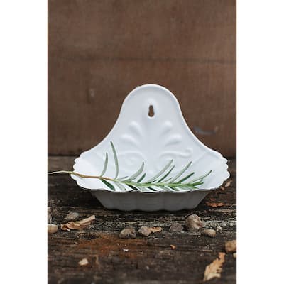 White Enameled Metal Soap Dish, Hangs or Sits