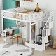 preview thumbnail 3 of 11, Wooden Full Loft Bed with Desk, Wardrobe & Bookshelf, Stairway Loftbed Wood Bedframe with Drawers for Kids Teens Adults Bedroom