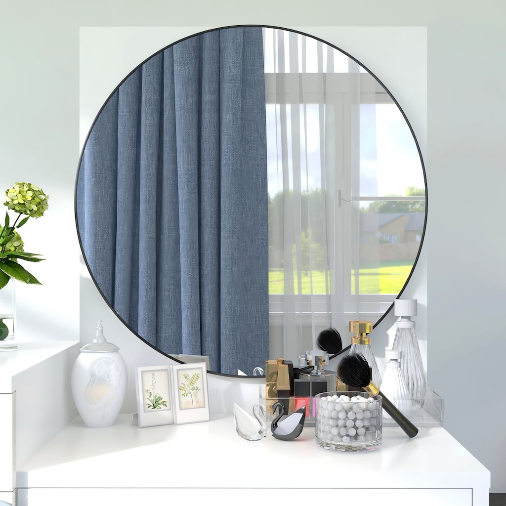 32 x 32 Inch Bathroom Mirror Black Aluminum Frame,Wall-Mounted Vanity Mirrors