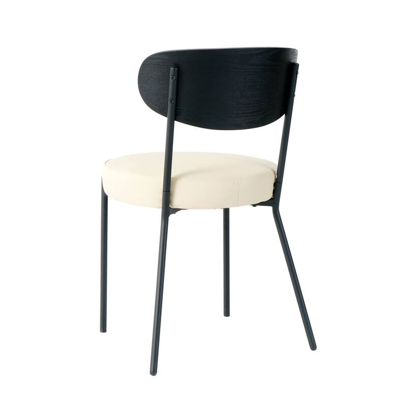 Modern PU 2 Piece Kitchen Dining Chair Set with Cushions, Adjustable Feet for Dining Room Kitchen Living Room Bedroom