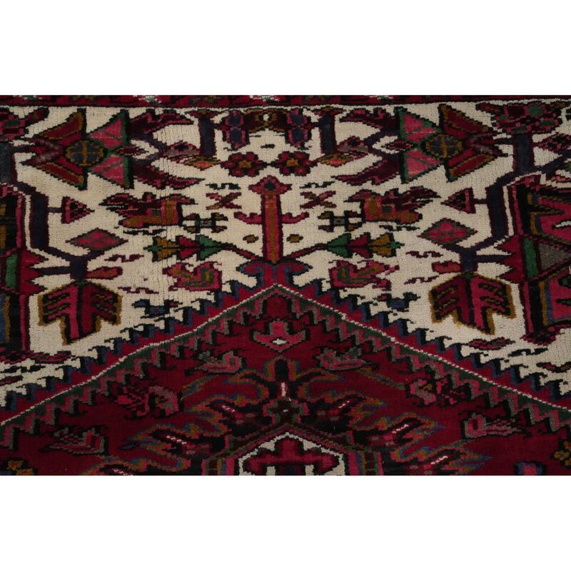 Hand Knotted Oriental 100% Wool Carpet Traditional Medallion Red Heriz Area Rug - 11' 5'' X 8' 1''