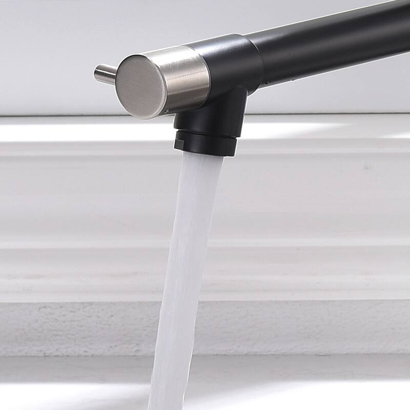 Commercial Kitchen Faucet Pull Down Sprayer Black and Nickel,Single Handle Kitchen Sink Faucet