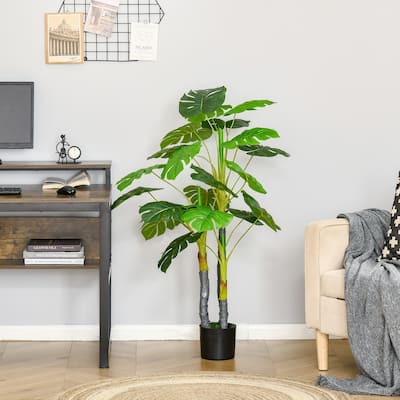 HOMCOM 4FT Artificial Monstera Tree Faux Decorative Plant in Nursery Pot for Indoor Outdoor Décor - 6.75" x 6.75" x 47.25"