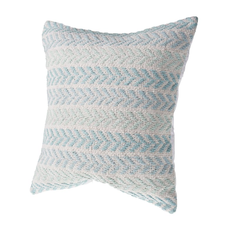 18" Blue and White Striped Arrow Pattern Square Throw Pillow