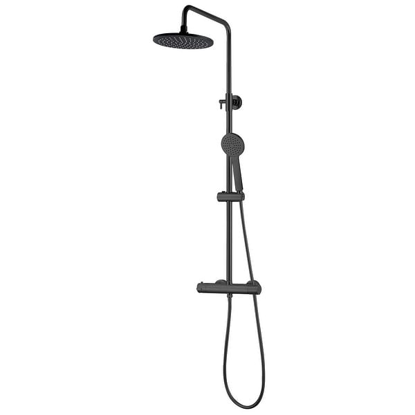Eviva Bianca Black Powder Coated Thermostatic Round Shower Column. Opens flyout.