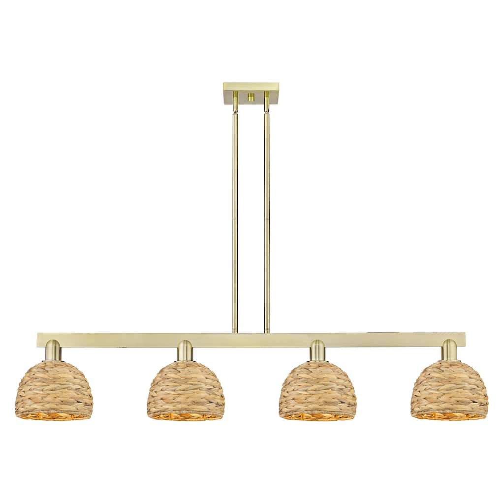 Innovations Lighting Endless Possibilities Arcadia - Woven Rattan - 4 Light 51" Stem Hung Island Light