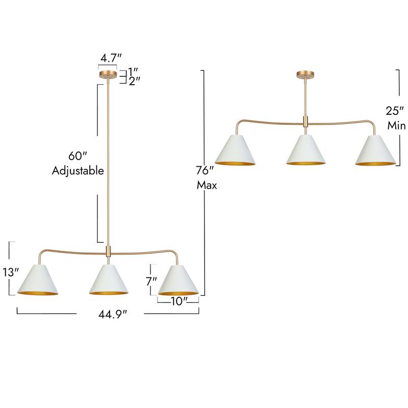 Modern 3-Light Chandelier White Bowl-Shape Kitchen Island Light for Dining Room