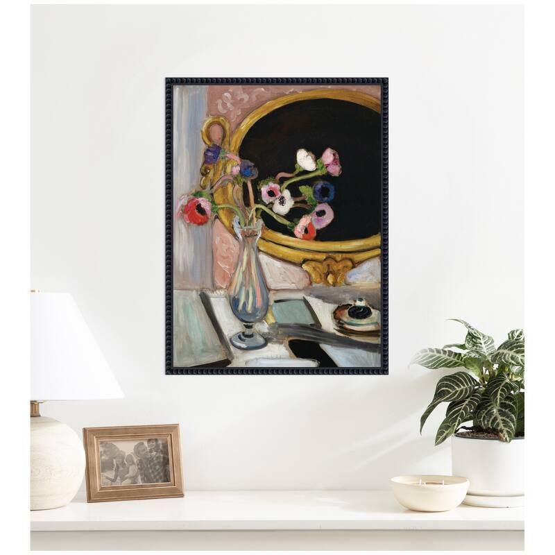Kate and Laurel Anemones au miroir noir 1919 Henti Matisse by Nostalgia Prints Framed Canvas Wall Art Print