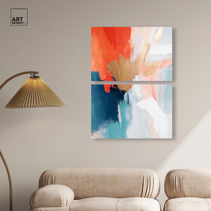 Orange Infusion I Canvas Set of 2 by Art Remedy, Gallery Wrapped