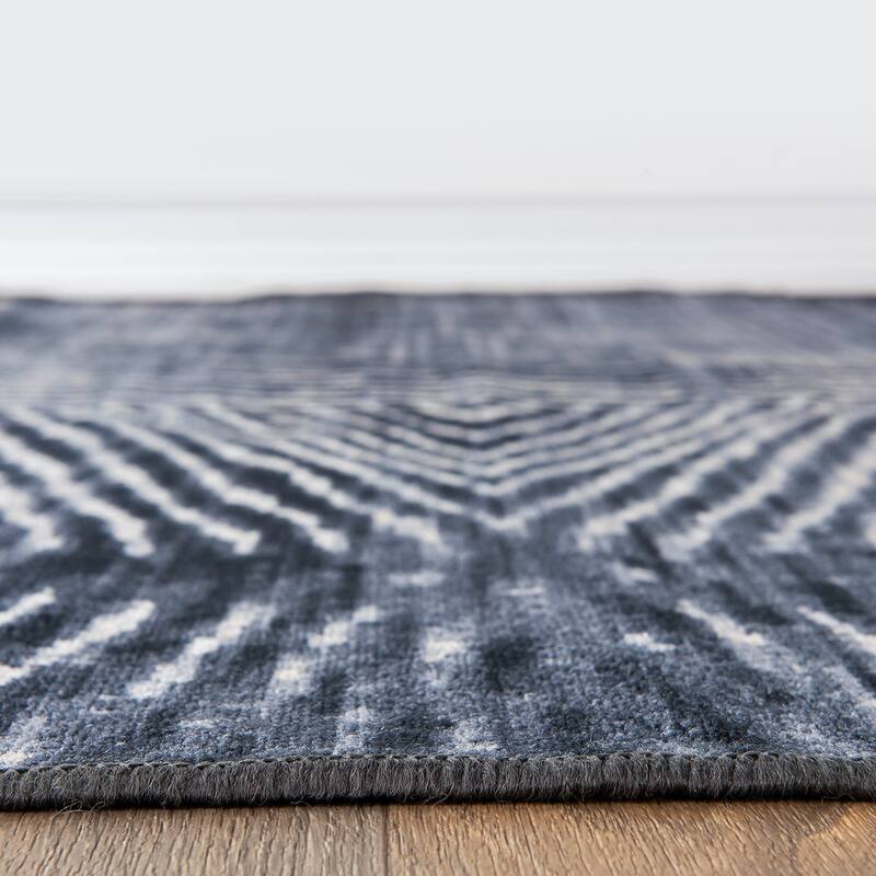 Geometric Stripe Distressed Non Slip Area Rug