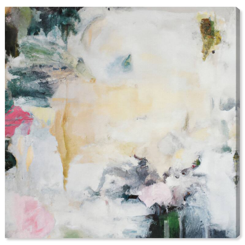 Wynwood Studio Abstract Flower Cascade White and Vanilla Modern & Contemporary Wall Art Canvas Print